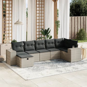 Set Divani da Giardino 7 pz con Cuscini Grigio in Polyrattan 3264456