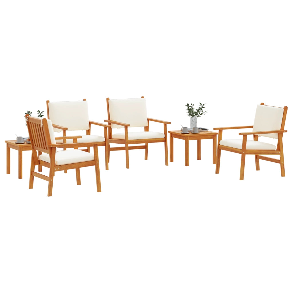 Set da pranzo da giardino in 6 pezzi con cuscini in legno massello di acacia