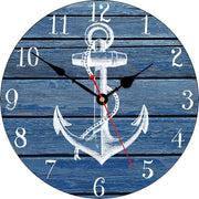 Orologio da parete 34 cm con design a anker, orologi silenziosi senza tic, orologi da parete nautici in legno con numeri arabi, orologi da parete facili da leggere per cucina/soggiorno/camera da letto