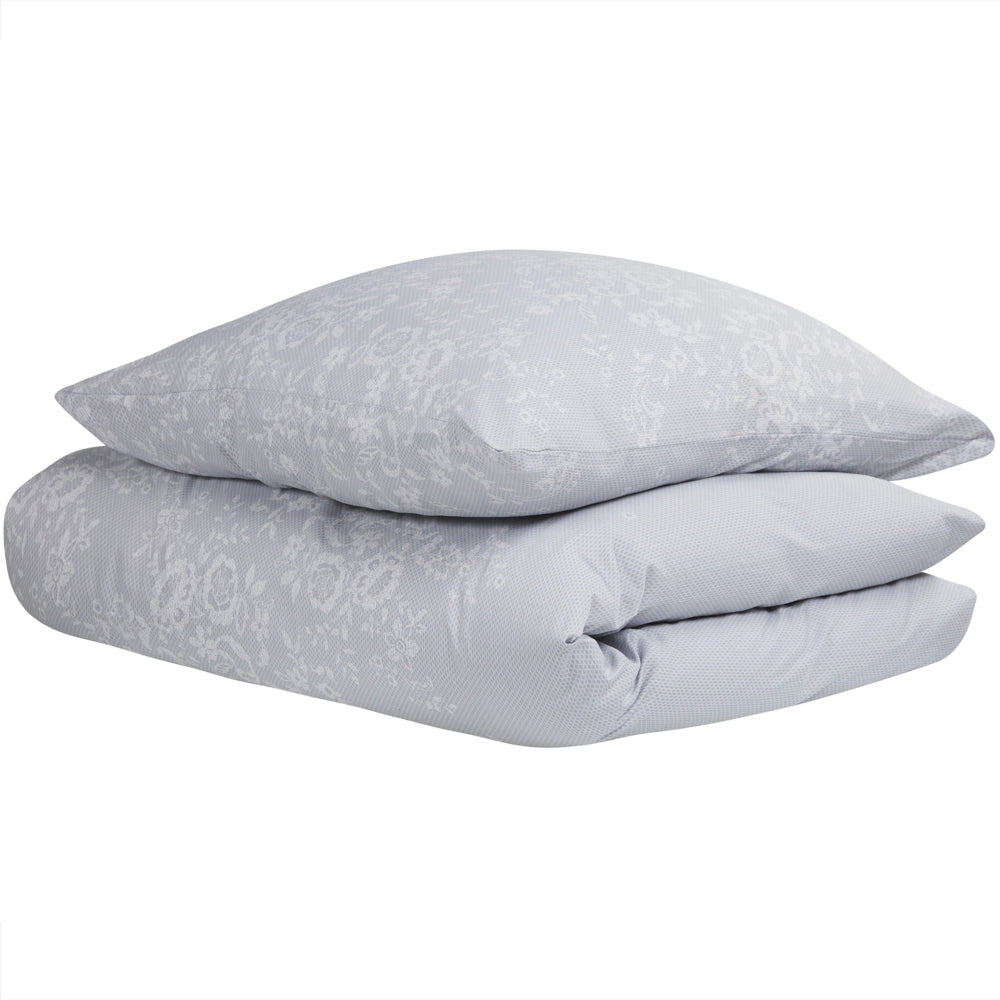 Set di biancheria da letto 135 x 200 cm in cotone motivo floreale grigio e bianco