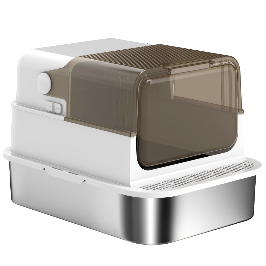Casetta igienica per gatti chiusa in acciaio inox con paletta ¨C Minimal ¨C 70x50x46.5 bianco