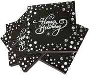 40 serviette nere con inserto d'argento per decorazione di tavola - serviette per compleanni nere - serviette divertenti per bambine e bambini (argento)