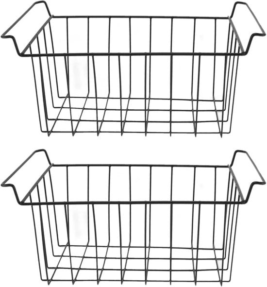 Sistema di Stoccaggio Doppio in Metallo Sostenibile - 2 Pezzi - Vetrata - Scatola di Stoccaggio - Adatto per Piastrelle del Frigorifero - Facile da Pulire