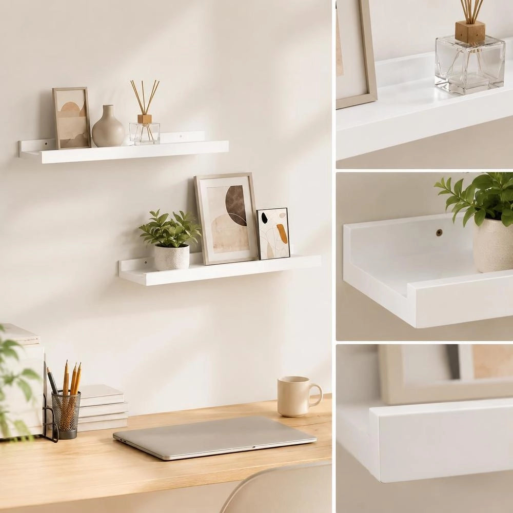 Picture Ledges, 2 Pieces, White, 40x9x3 Cm, MDF