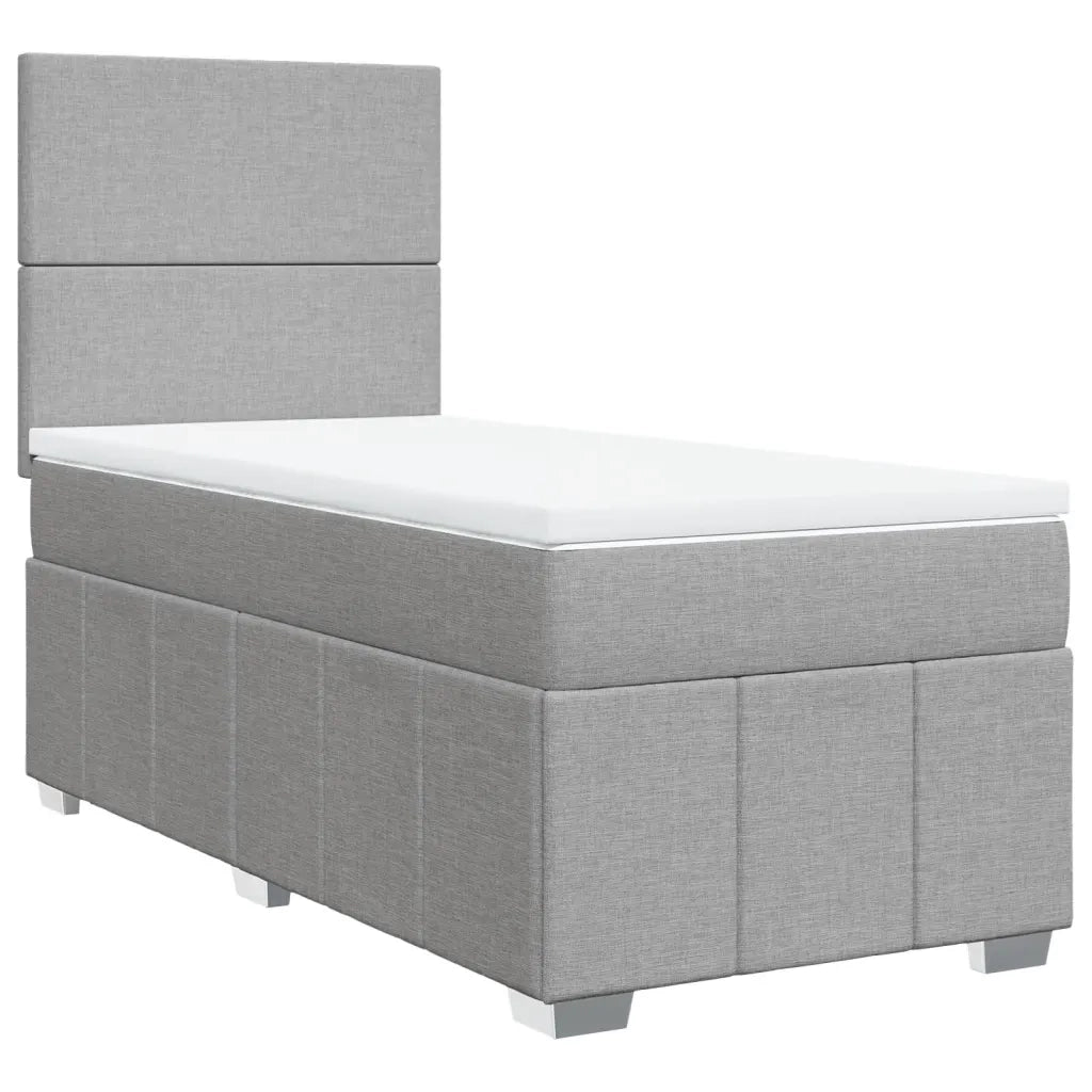 Letto singolo | Letto per adulti | Giroletto a Molle con Materasso Grigio Chiaro100x200 cm Tessuto