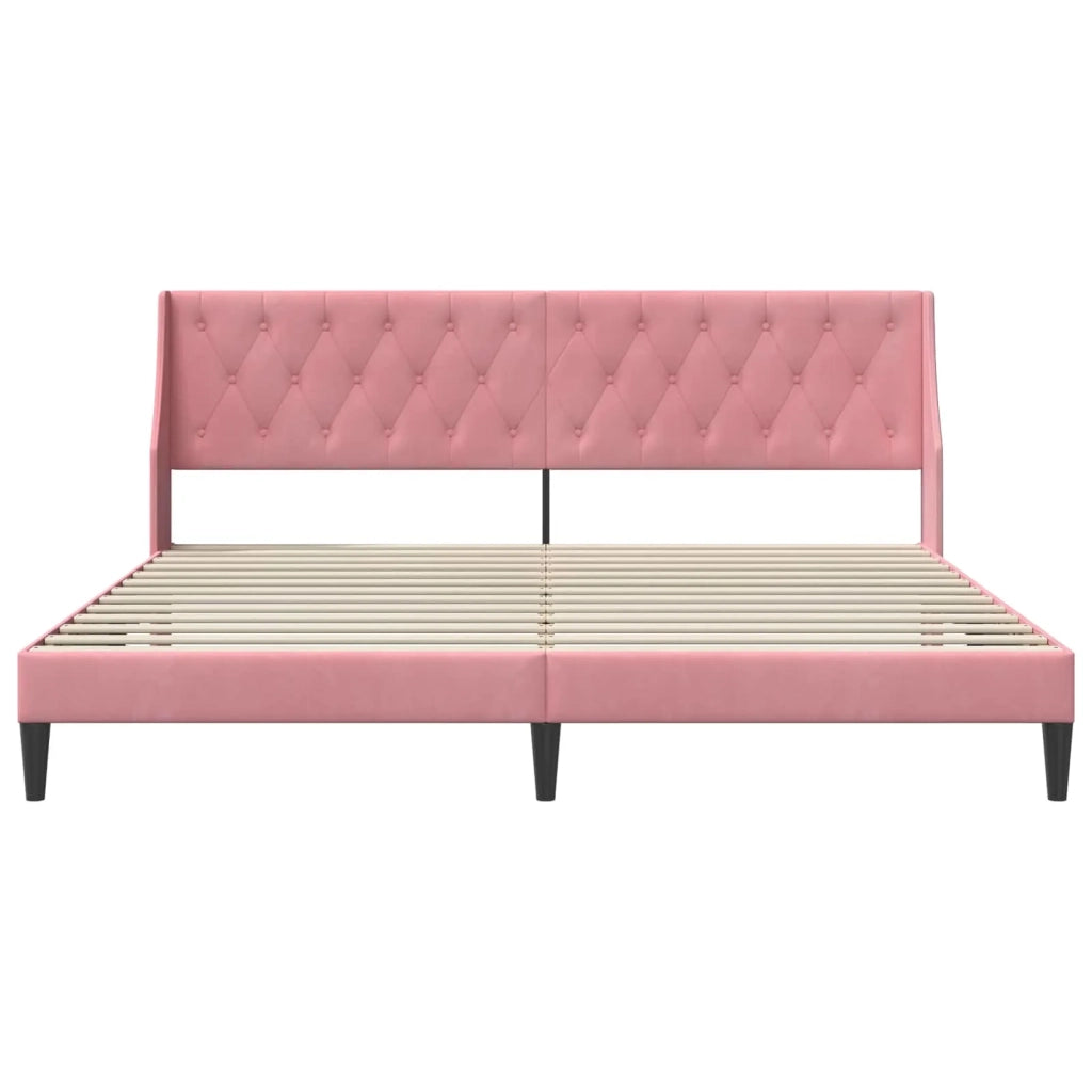 Struttura del letto con testiera Rosa 180 x 200 cm Velluto