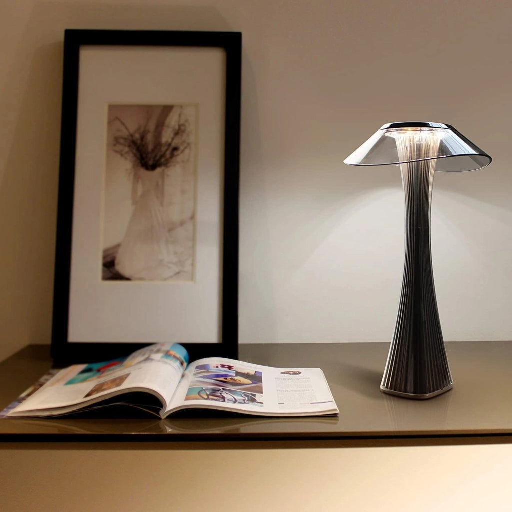 ZMH Lampada da Tavolo LED Ricaricabile USB Grigia Dimmabile 3 Luci Moderna per Comodino