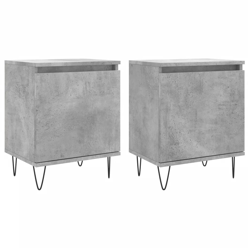 Set di 2 Comodini | Armadio da Notte | Mobiletto da notte Grigio Cemento 40x30x50 cm in Legno Multistrato
