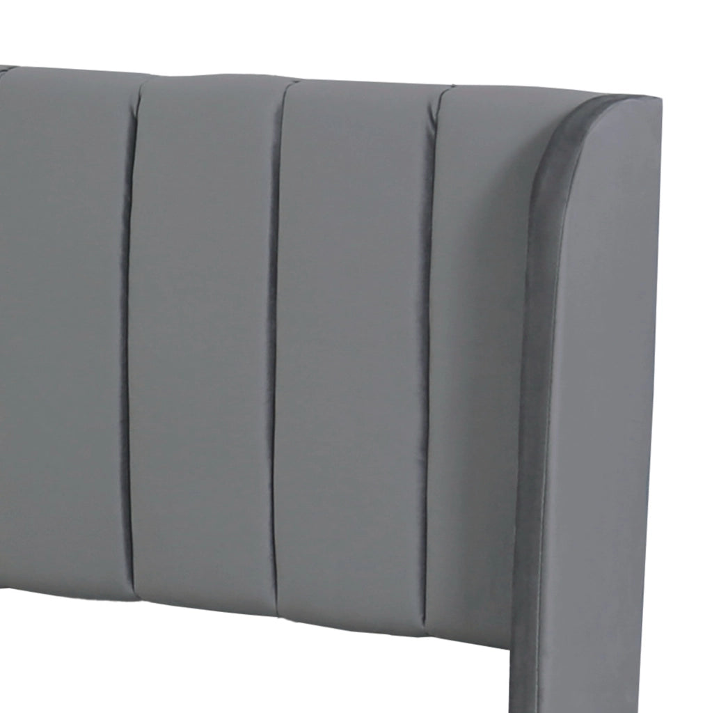 Letto in velluto grigio 180x200 cm con 2 cassetti e rete a doghe