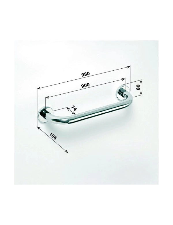 Maniglione doccia HELP 900 in acciaio satinato 98x8x10,6cm