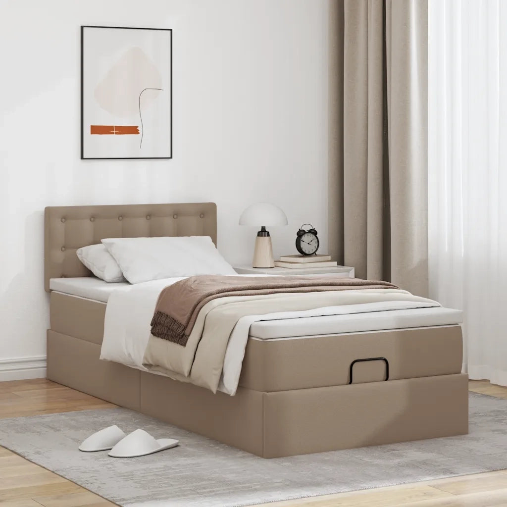 Letto Pouf con Materasso Cappucino 90x200 cm Similpelle 3311287
