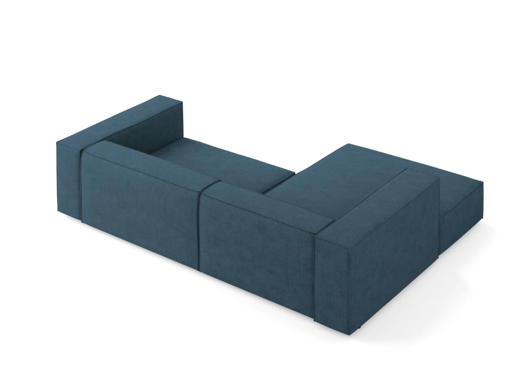 Cosmopolitan Design - Divano angolare sinistro "Arendal" 3 posti in ciniglia con effetto a coste blu scuro 