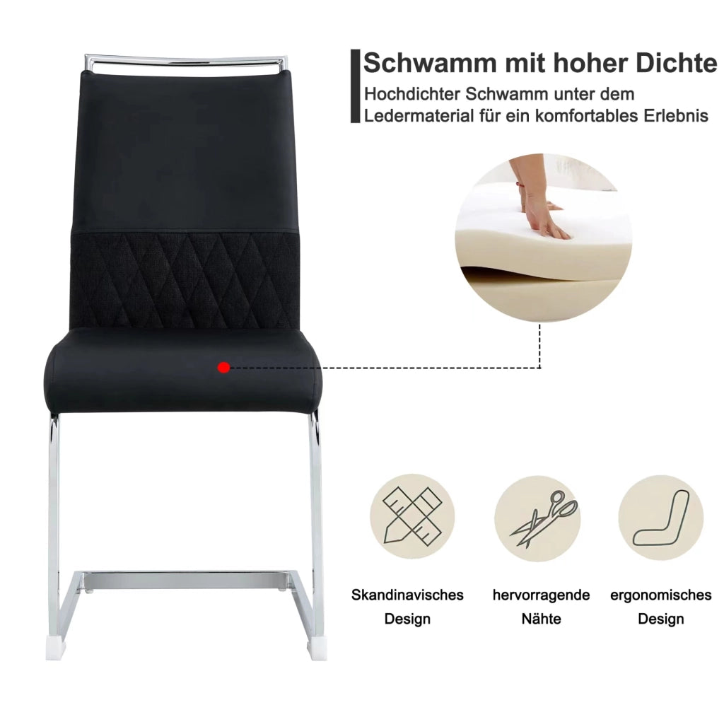 Sedia da pranzo nera ergonomica con schienale alto