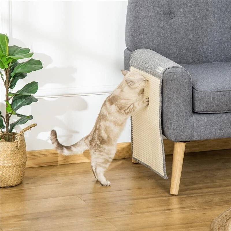 SET 2 TIRAGRAFFI PER GATTI DA DIVANO, TAPPETINI TIRAGRAFFI IN SISAL E POLIESTERE, 130X45CM - GRIGIO
