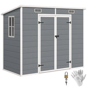 Casetta da giardino esterno ¨C Zephmum ¨C 240x130 cm grigio in resina con finestra e porte