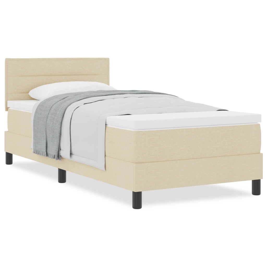 Letto Box Spring con Materasso Crema 90x200 cm Tessuto