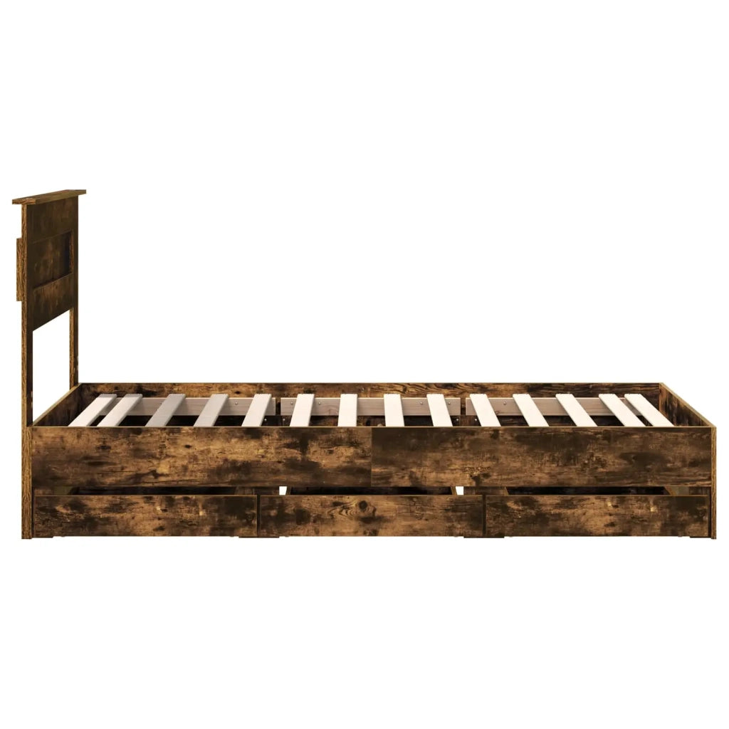 Letto singolo | Letto per adulti | Struttura del letto con cassetto Rovere fum¨¦ 90 x 200 cm