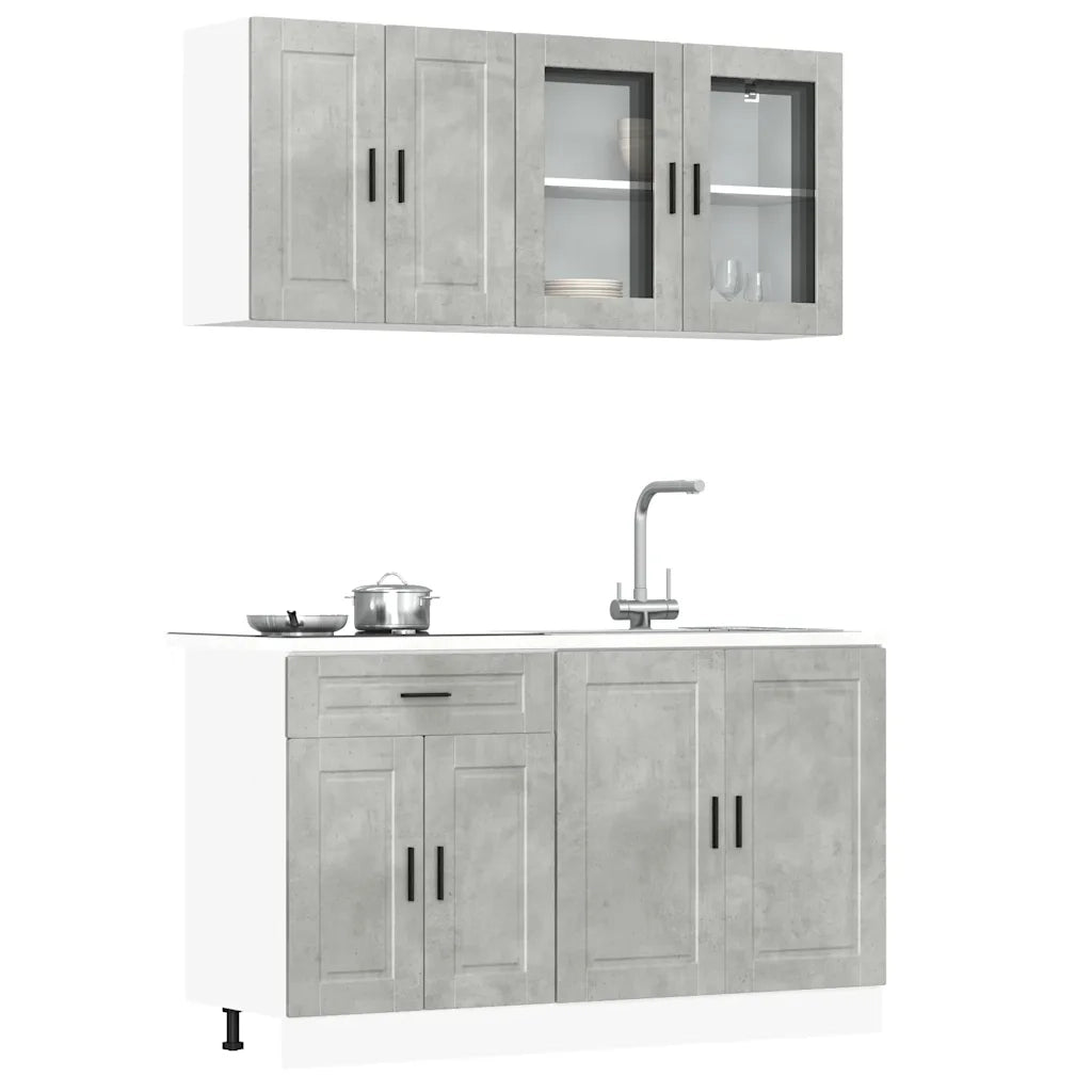 vidaXL Set Mobili da Cucina 4 pz Porto Grigio Cemento in Truciolato