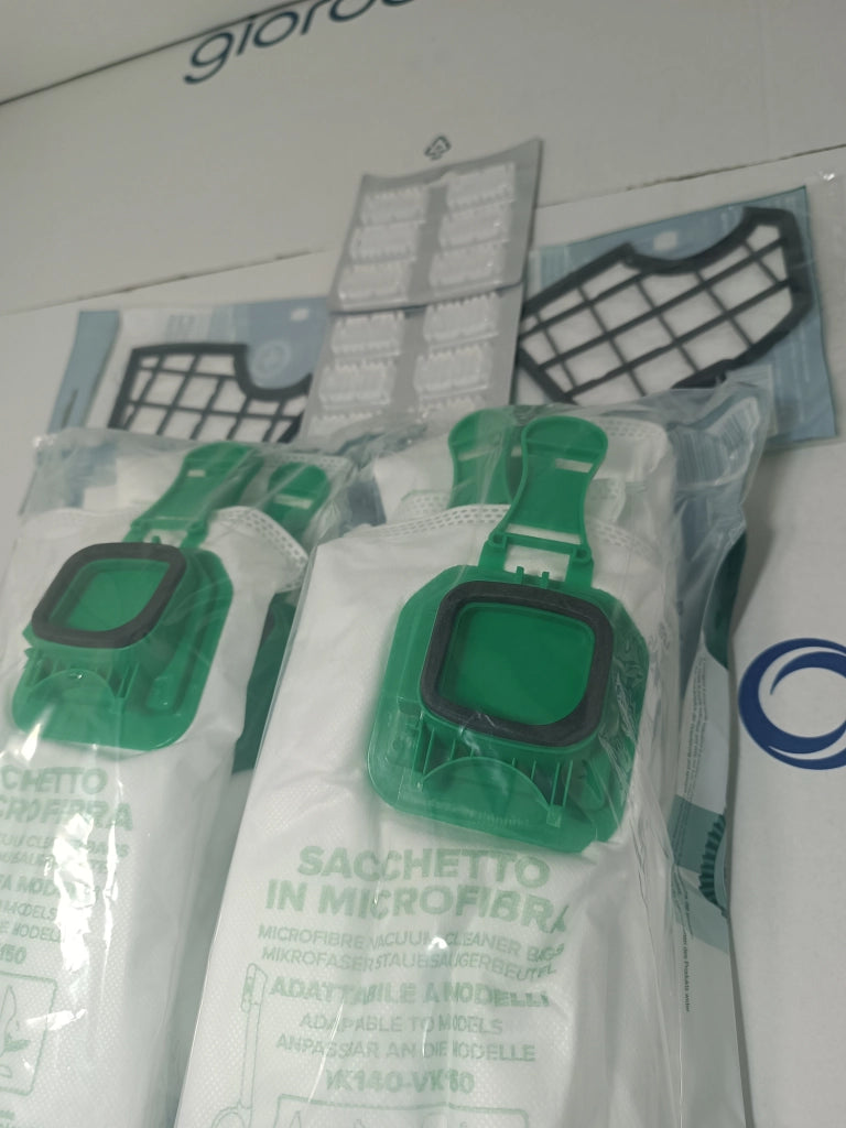 Kit Ricambi 12 Sacchetti 2 Filtri Motore 12 Profumini Compatibili Folletto VK140 VK150