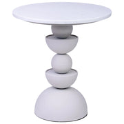 Tavolino in metallo bianco e legno 40,5x40,5x45h cm
