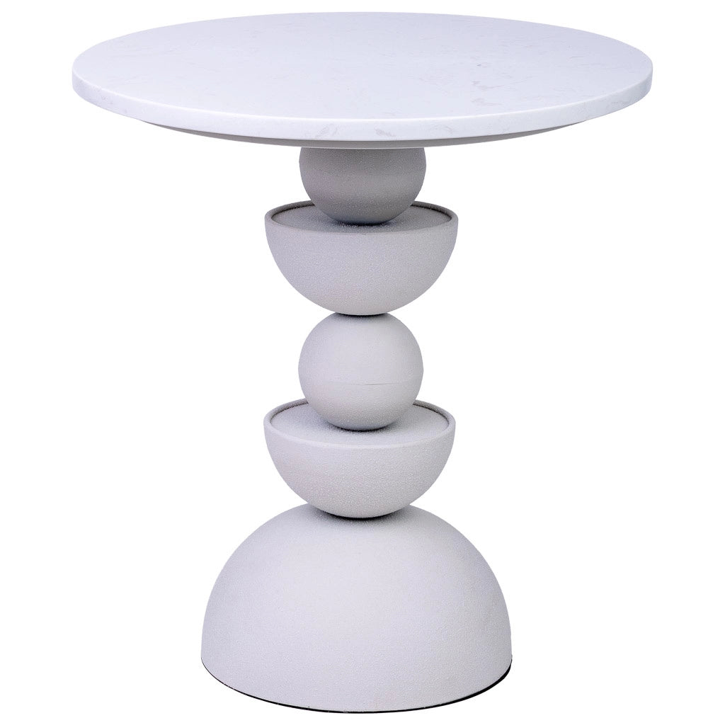 Tavolino in metallo bianco e legno 40,5x40,5x45h cm