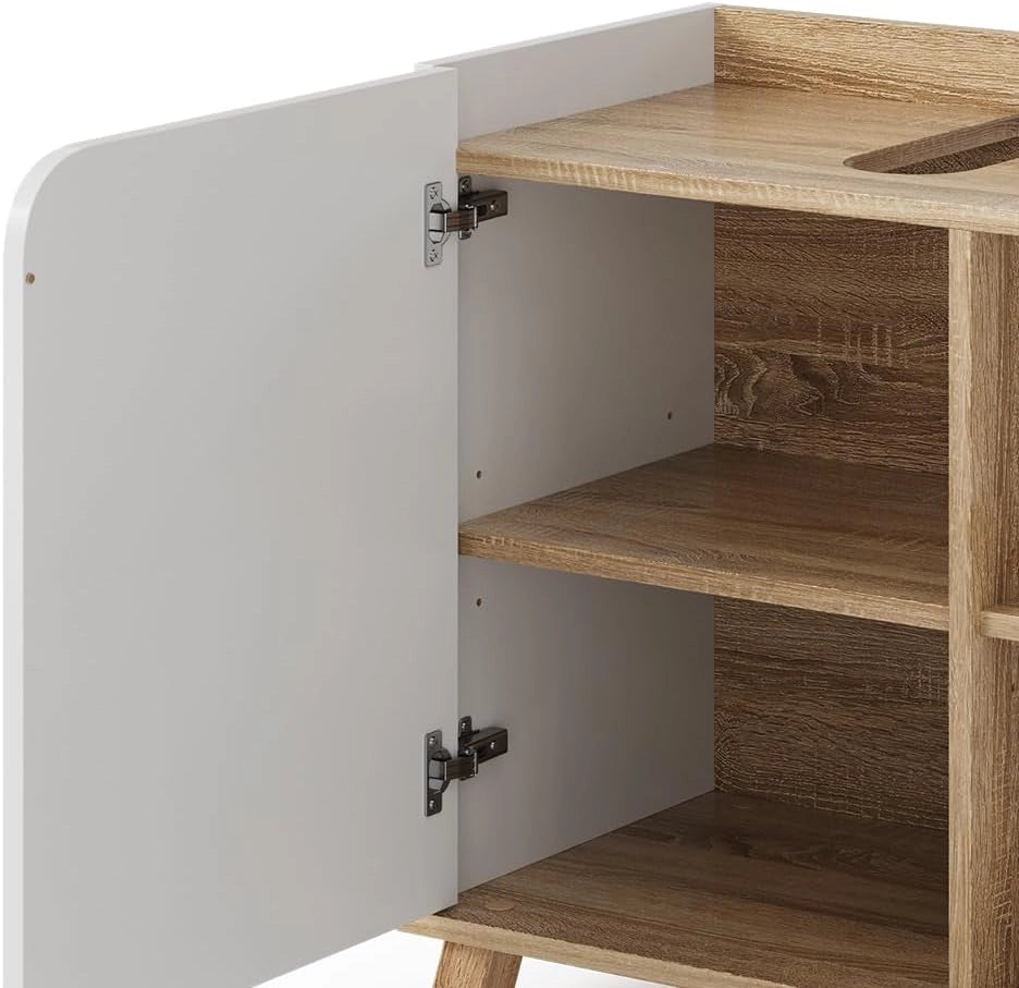 Set di mobili da bagno Karen, Sonoma/Bianco, 60 cm, composto da specchio da bagno e mobile sottolavabo