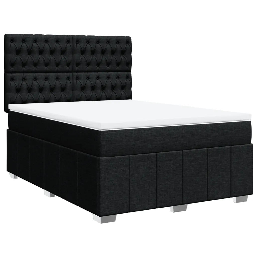 Giroletto a Molle con Materasso Nero 140x200 cm in Tessuto