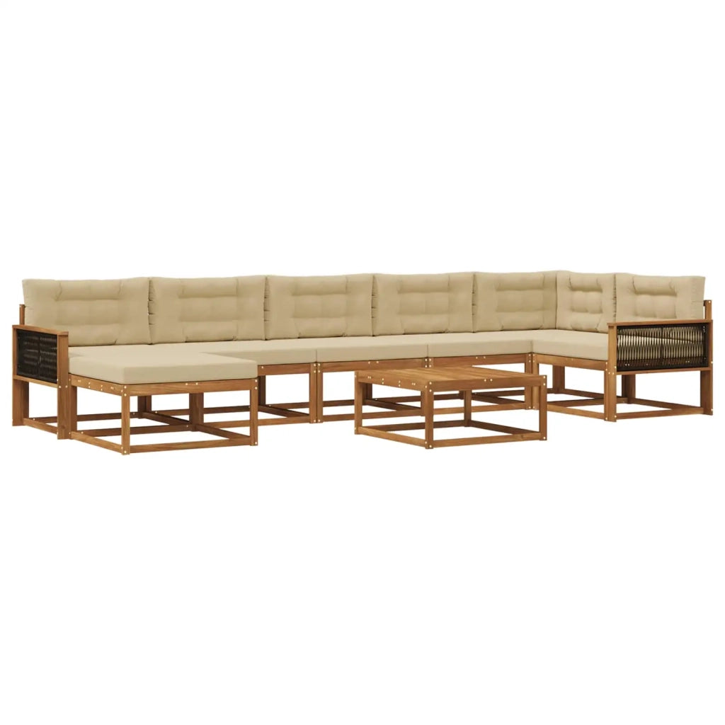 Set di divani da esterno con cuscino 8 pcs Naturale e Beige