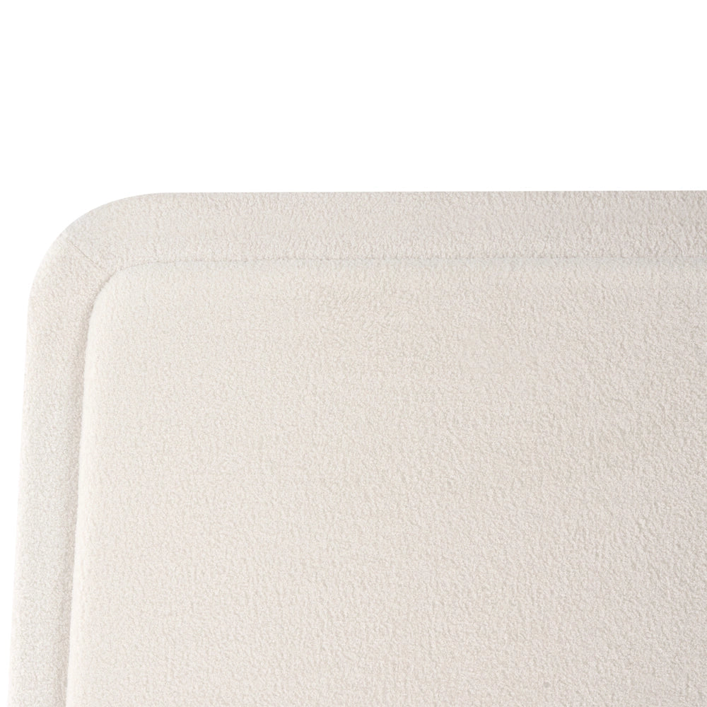 Letto imbottito in bouclé bianco panna 140 x 200 cm Design scandinavo con testiera morbida a cassetti