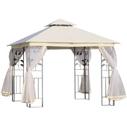 Gazebo da Giardino 3x3m con Zanzariera ¨C Zephmum ¨C Bianco, Acciaio