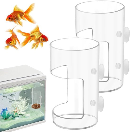 Accessori per acquario - 2 pezzi - Dispensatore di cibo - Tubo di alimentazione - Distributore di cibo per il serbatoio - Accessori - Materiale ecologico in plastica - Dimensione regolabile - Automatizzatore del cibo