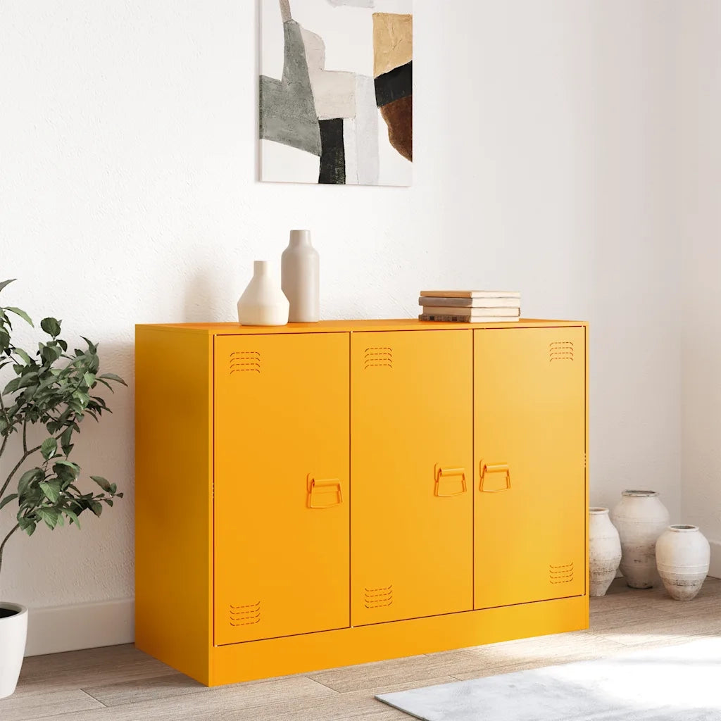 Credenza-Buffet-Armadio da cucina Giallo Senape 99x39x73 cm in Acciaio 583965