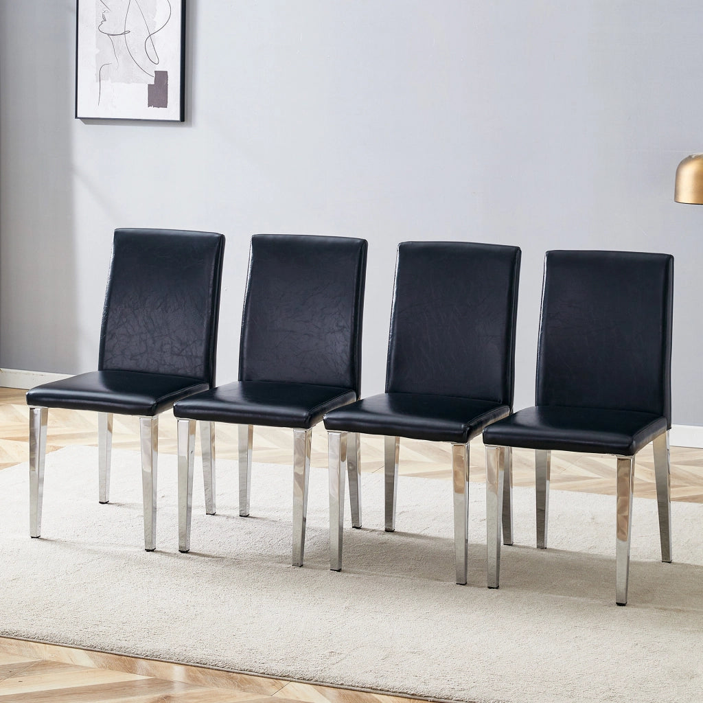 SEDIA da pranzo moderna Set da 4 pezzi 90 cm Nero/Argento in PU e metallo