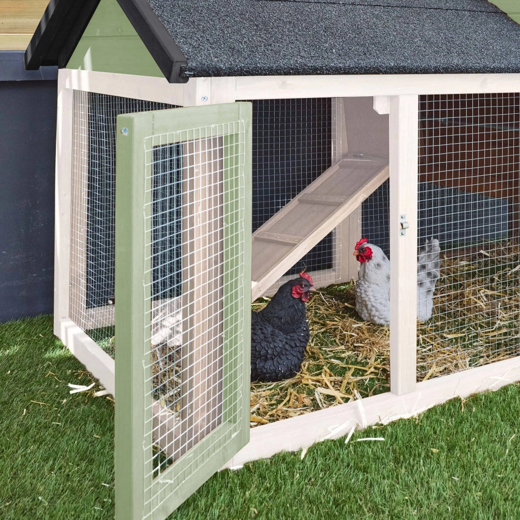 Pollaio in legno con recinto per 3 galline, verde