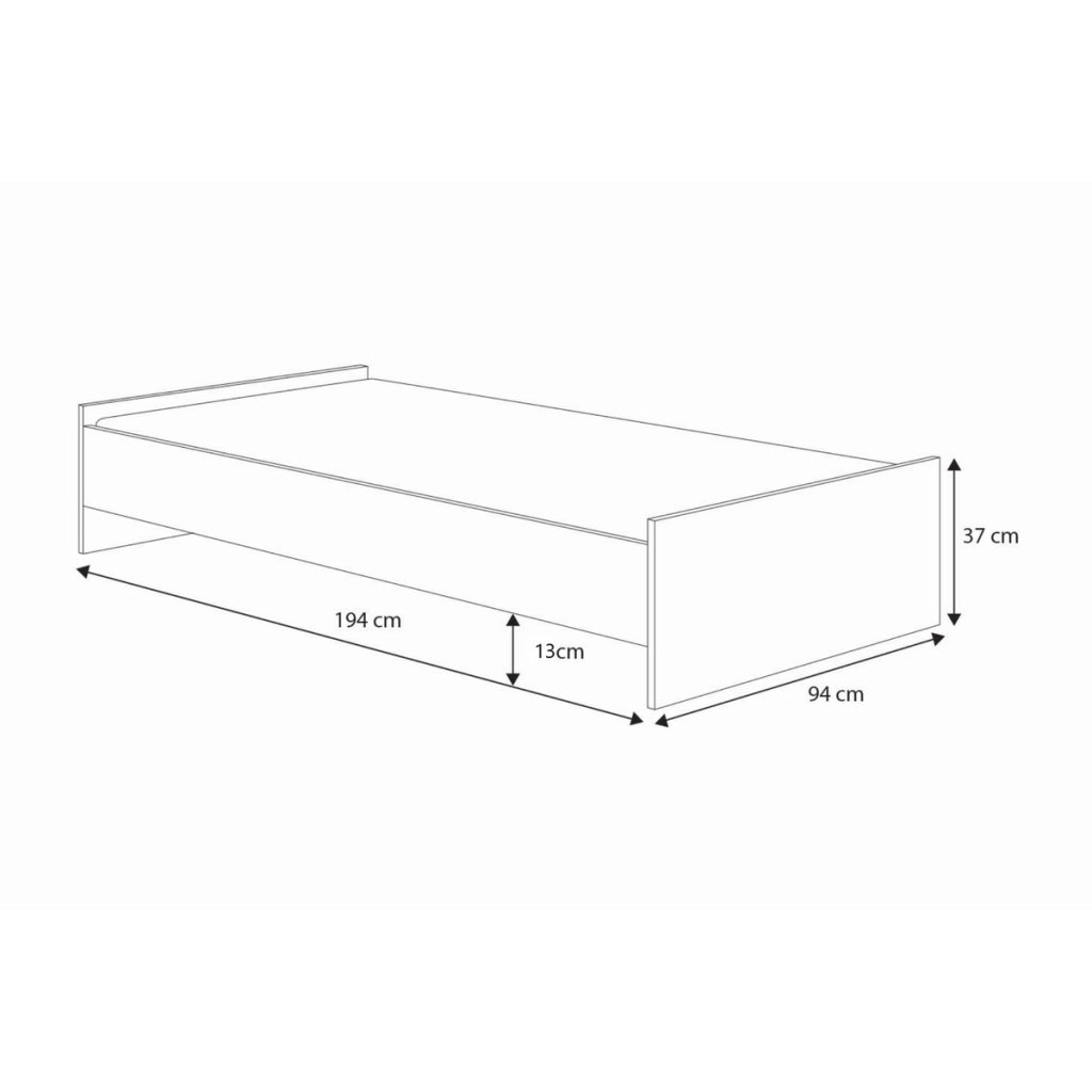 Letto singolo KARO 190x90 bianco e grigio per ragazzi