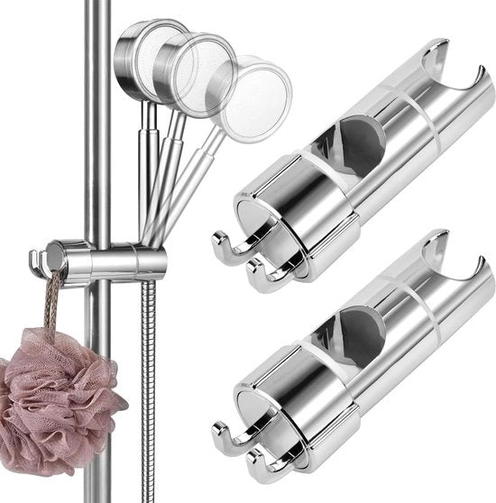 Due pezzi di supporto per doccetta, doccetta regolabile, 18-25 mm, supporto per doccetta in ABS, supporto per doccetta in acciaio inossidabile, supporto per doccetta senza perforazione, supporto per doccetta per bagno