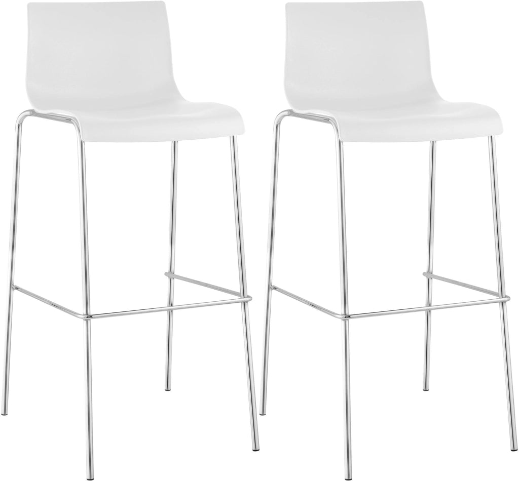 Set di 2 sgabelli da bar Hoover in plastica con struttura a 4 piedi cromata 6