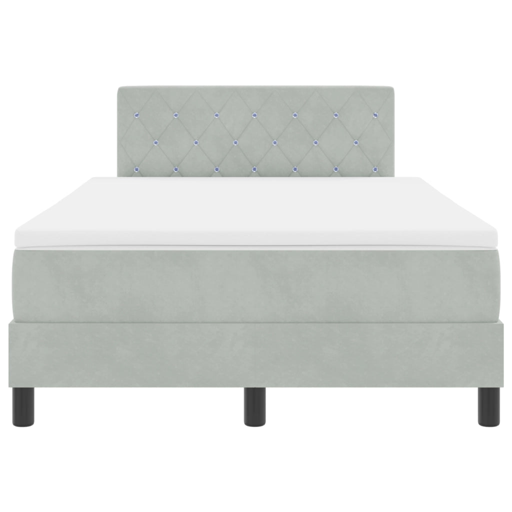 Letto a Molle con Materasso e Luce LED Grigio Chiaro 120x200 cm Velluto