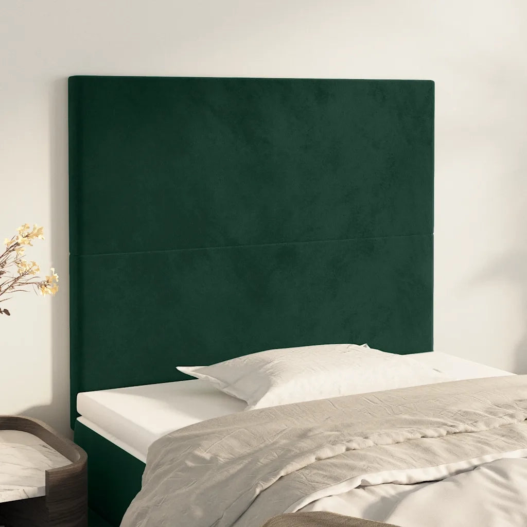 Testiera-Testata-Testiera Decorativa Verde Scuro 90x5x118/128 cm Velluto 612845