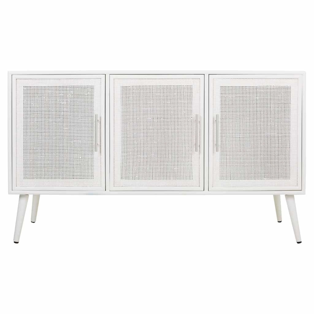 Credenza in legno e rete bianca 120x41,5x71h