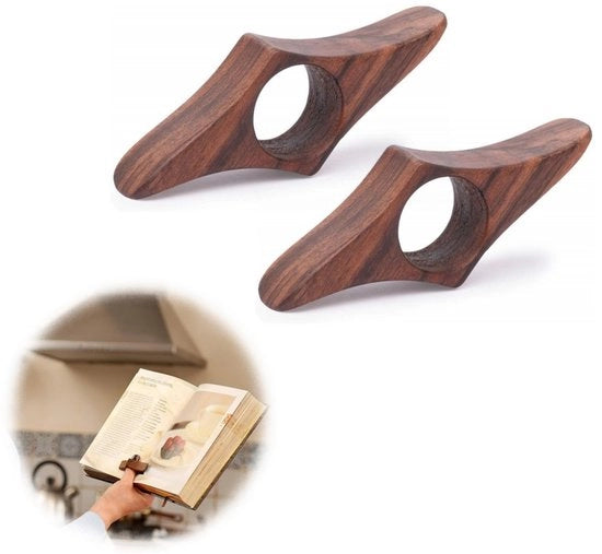 Due pezzi di indicatore di dito in legno di noce rosso - appoggio libri - accessori da lettura - regalo per lettori, appassionati di libri, lettori accaniti, appassionati di letteratura