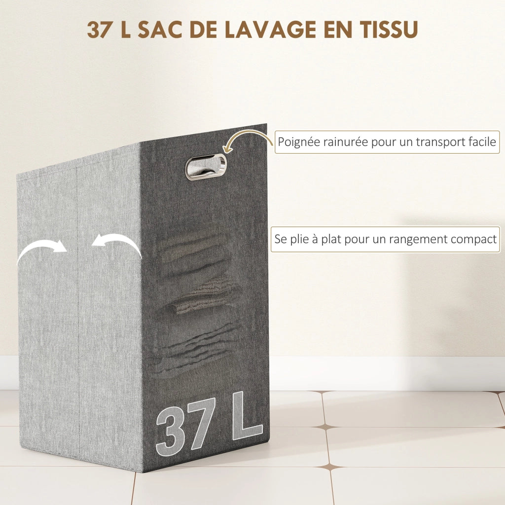 Mobile contenitore bagno ¨C Xylo ¨C bamb¨´ naturale 40x30x95cm con cesto biancheria