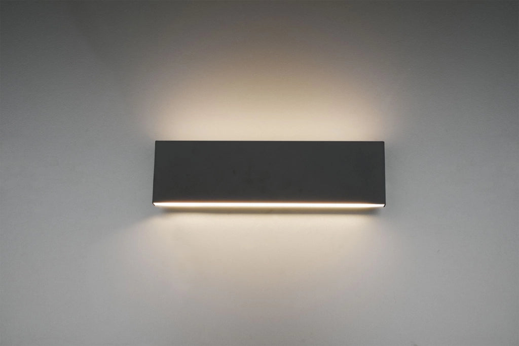 CONCHA APPLIQUE LED 6W · 2x 600lm, 3000K BI-EMISSIONE METALLO COLORE ANTRECITE CON REGOLAZIONE D'INTENSITA' 3 STEP AD INTERRUTTORE L. 28CM P. 4,5CM