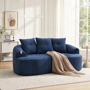 Divano a due posti in chenille con seduta profonda e cuscini extra spessi blu senza montaggio 164 × 92 × 60 cm