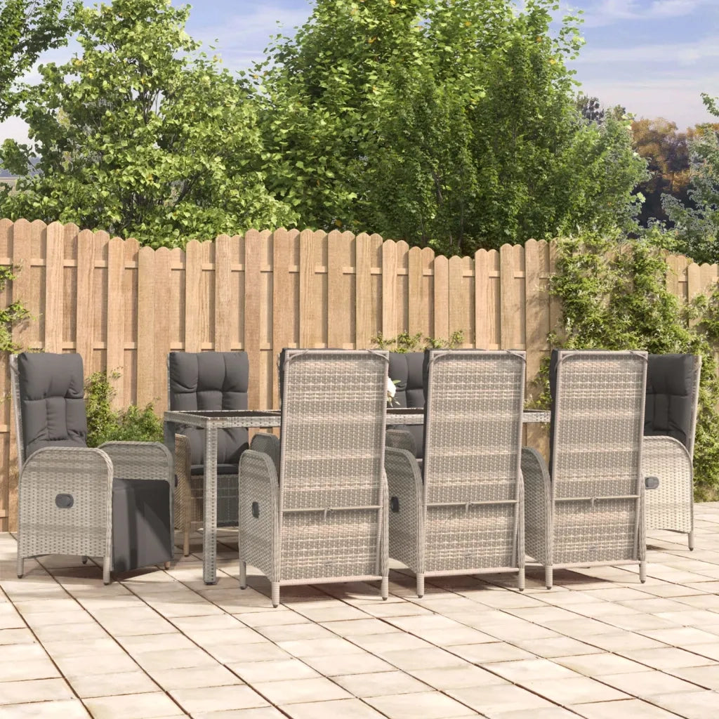 Set da Pranzo da Giardino 9 pz con Cuscini in Polyrattan Grigio 3185037