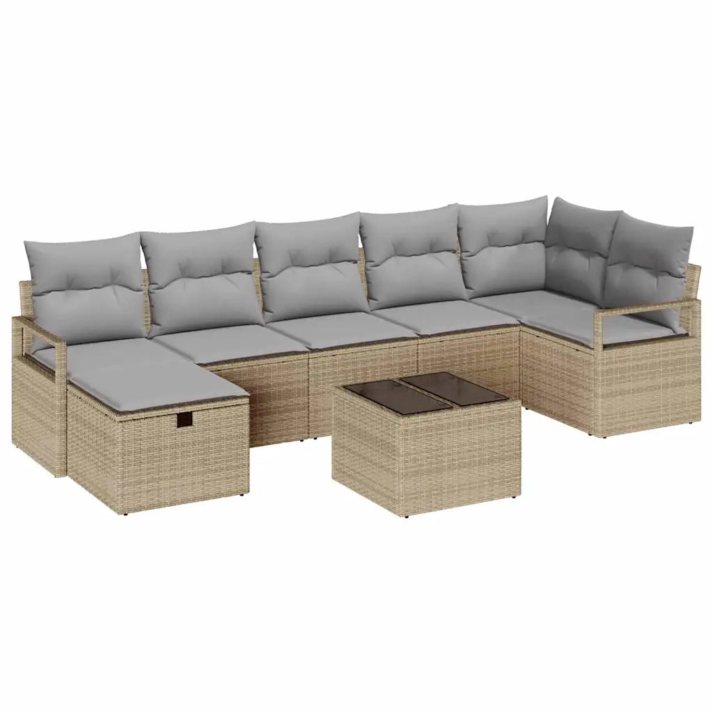 Set di divani 8 pcs Beige e Grigio Chiaro polyrattan 3359209