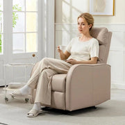 POLTRONA RECLINABILE 160¦ MAX CON POGGIAPIEDI, IN PELLE PU, LEGNO E ACCIAIO, 65X89X100 CM, MARRONE CHIARO