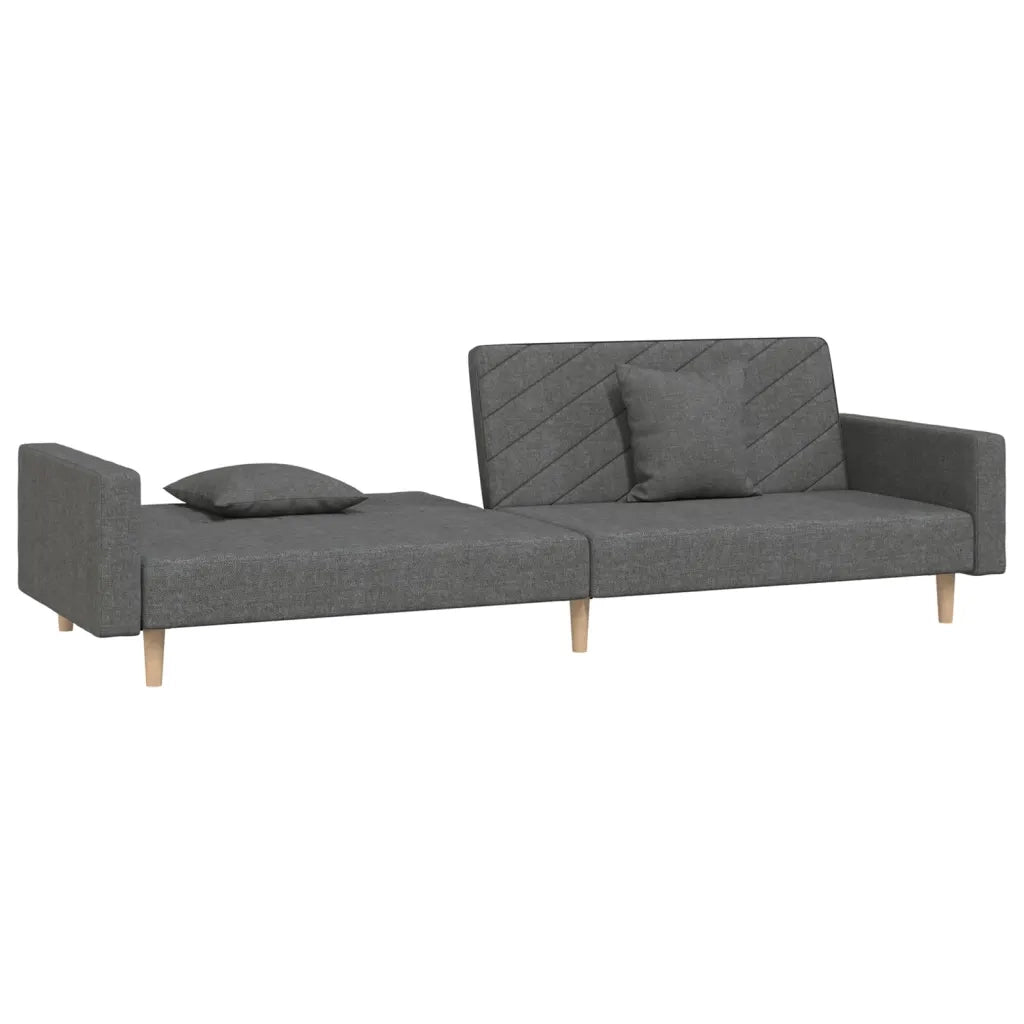 Divano Letto a 2 Posti con 2 Cuscini Grigio Scuro in Tessuto 375900