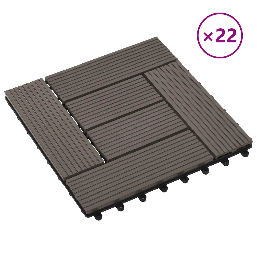 Piastrella per Decking 22 pz Marrone Scuro 30 x 30 cm WPC CFW1192133