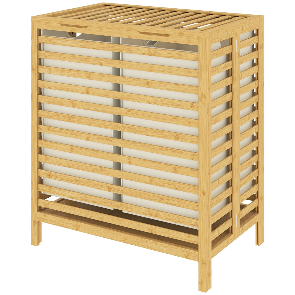Cesto Portabiancheria in Bamb¨´ con 2 Sacche ¨C zephmum ¨C Legno 64L